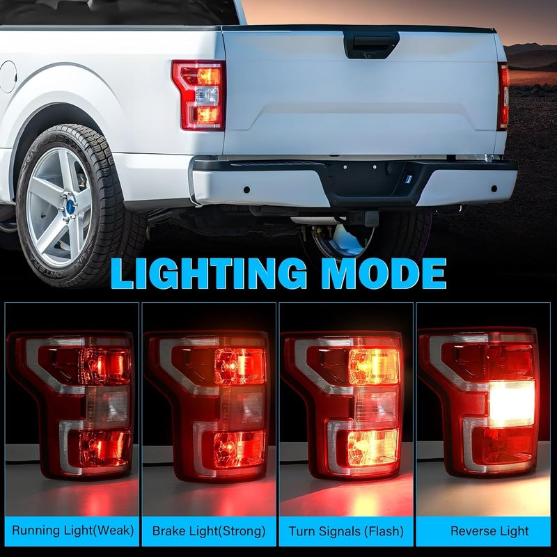 BeamTrack Tail Lights Assembly Compatible with 2018 2019 2020 Ford F-150 Left Driver Side Rear Light Brake Lamp Taillight with Bulb and Harness Replace JL3Z13405H - Image 3